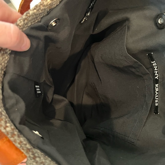 Jenny Krauss Wool Leather Shoulder Tote Bag Pink Orange Brown New W/ Tags Boho - Picture 5 of 11